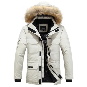 Homme garder chaud en fourrure collier blanc Duck Down veste d'hiver -30 Degré Parkas Hommes Wi