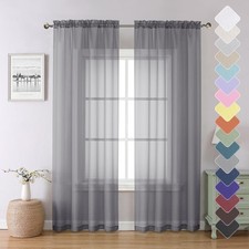 Lecloud Charcoal Grey Sheer Curtains 40"W x 84"L Pack of 2 ,