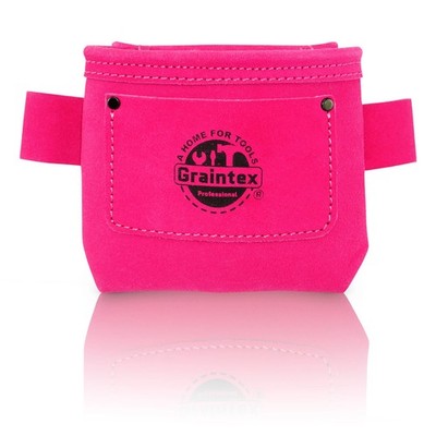 GRAINTEX SS2294 Nail Pouch with Clip Pink Color Suede Leather for Constructor