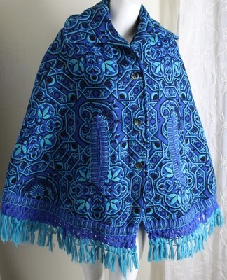 ARVI Spain Vintage 1960s 70s Boho Hippie Festival Poncho Sweater OS S M L XL
