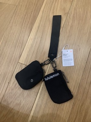Lululemon Dual Pouch Wristlet Wallet Keychain Coin Purse  Black 