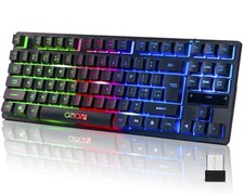 Wireless LED Keyboard, Rechargeable 87 Key RGB LED Backlit Wireless Keyboard,...