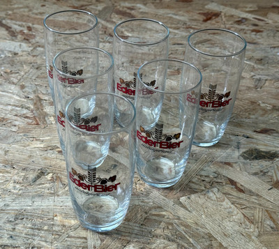 6x Eder Bier Gläser 0,2 l Bierglas naturgebraut Brauerei Werbung Vintage