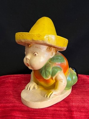 Vintage Carnival Prize Chalkware Figure w Sombrero Albert Apple PEEDEE PAT  1942