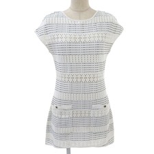 Chanel Summer Knit Dress Cotton White Size 36 Chest 16.5 in Length 31.5 in