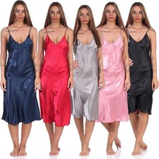 Damen Negligé Nachtwäsche Nachtkleid Dessous Satin, S M L XL 2XL