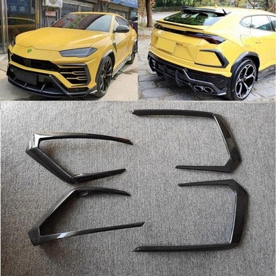 For Lamborghini Urus 2018+ Carbon Fiber Front + Rear Bumper Canard Fins Spoiler