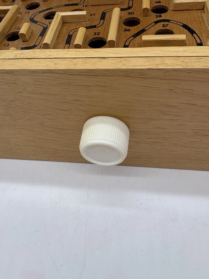 Vintage Pressman Wood TOURNAMENT LABYRINTH Game w/1 Steel Ball & Orig Box #8000 - Image 4 of 4