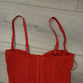 Vintage Ann Summers Red Lace Entice Boned Multi Way Corset Top Size 34C