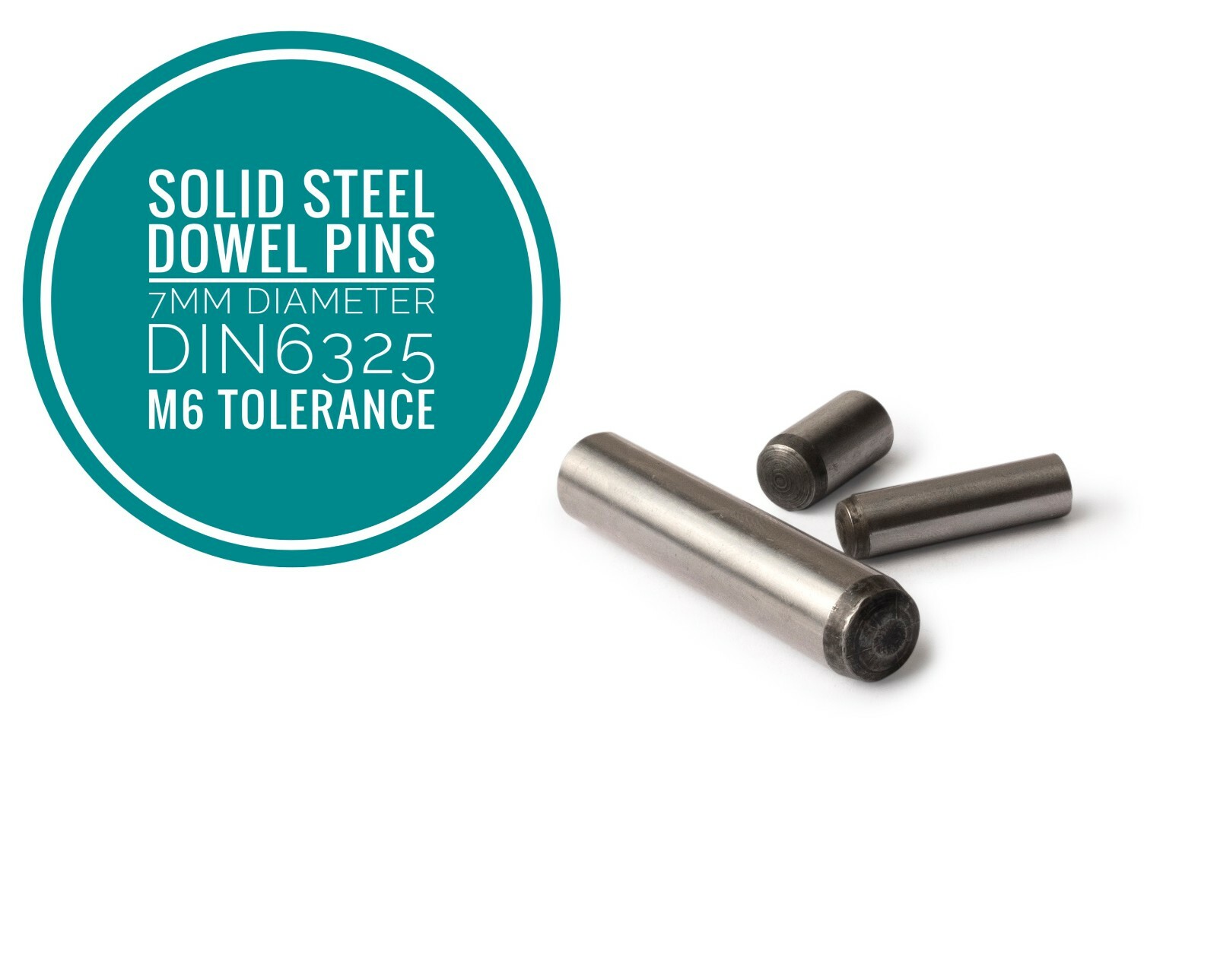 Metric Hardened and Ground Steel Dowel Pins DIN6325 7mm Diameter 25pcs