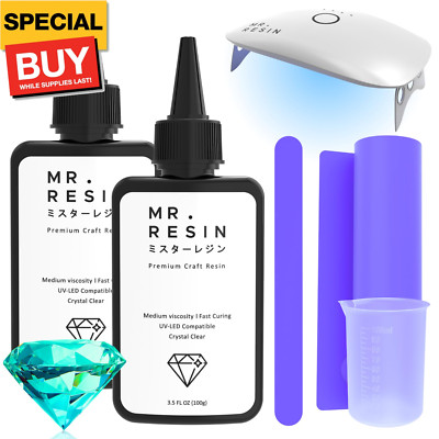 UV Resin kit with Light (200g Kit) Crystal Clear UV Epoxy Resin for Crafts, Jewe