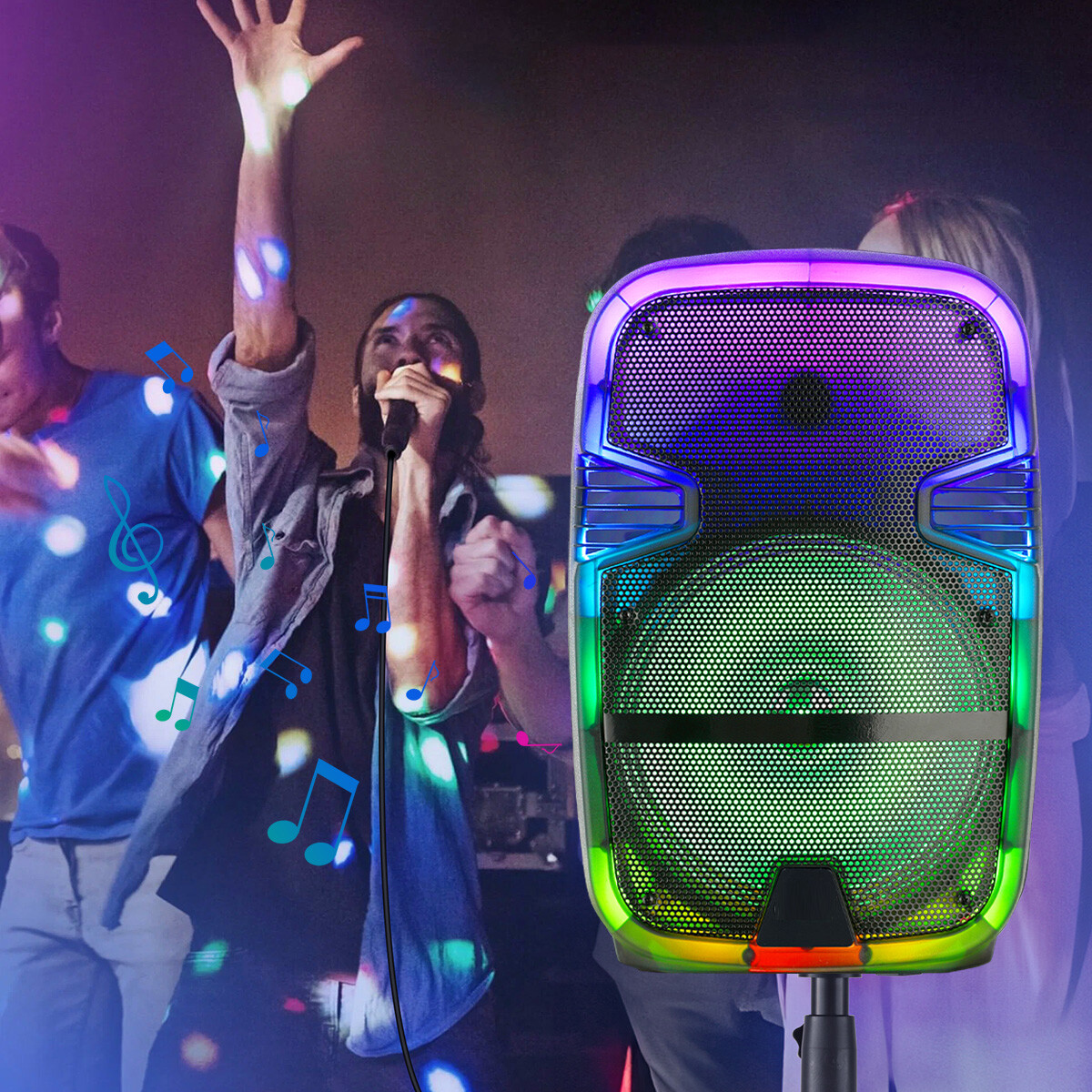 Portable Rechargeable Bluetooth Party Speaker 12” Subwoofer Heavy Bass w/ Stand