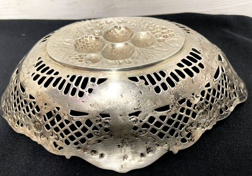 Hazorfim Antique Dish , 800 Silver Judaica Isreal Pierced Bowl - Picture 4 of 8