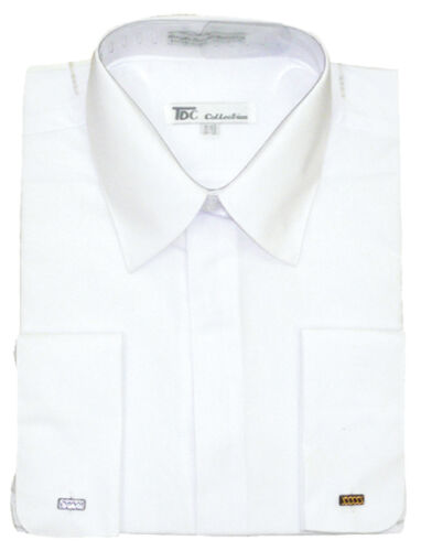 CAMISA DE VESTIR BÁSICA PARA HOMBRE MEZCLA ALGODÓN PUÑO FRANCÉS CUATRO COLORES SG 03F - Imagen 8 de 10