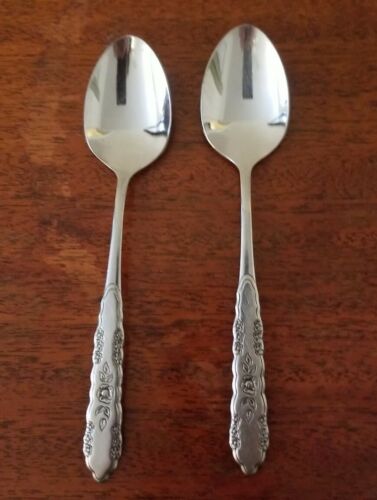Oneida Teaspoons Set Of 2- "1881 Rogers" Jillian 2 Design- Stainless Cutlery  - Zdjęcie 1 z 6