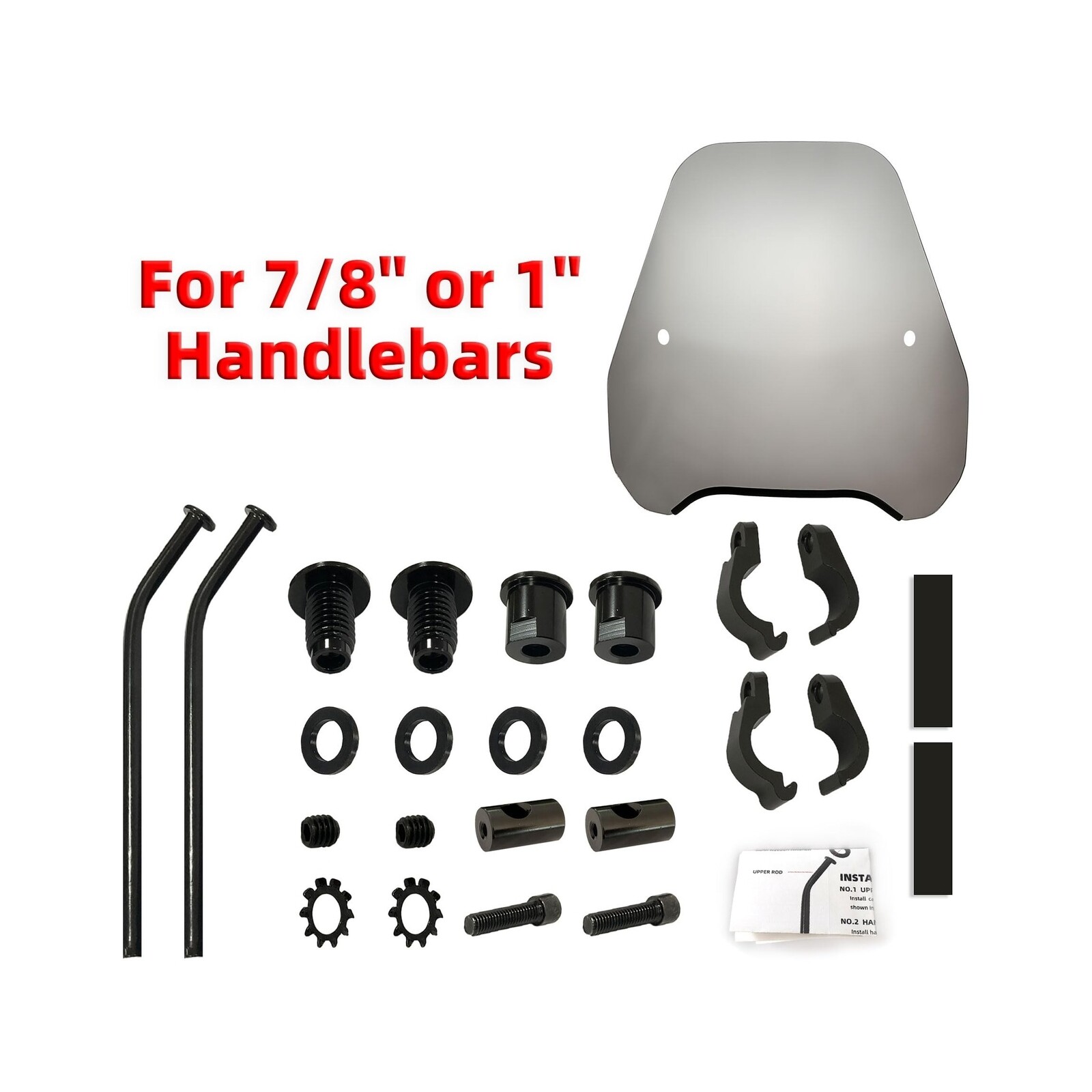 FATECIM 15" Smoke Motorcycle Windscreen Windshield Motorbike Wind Deflector F...