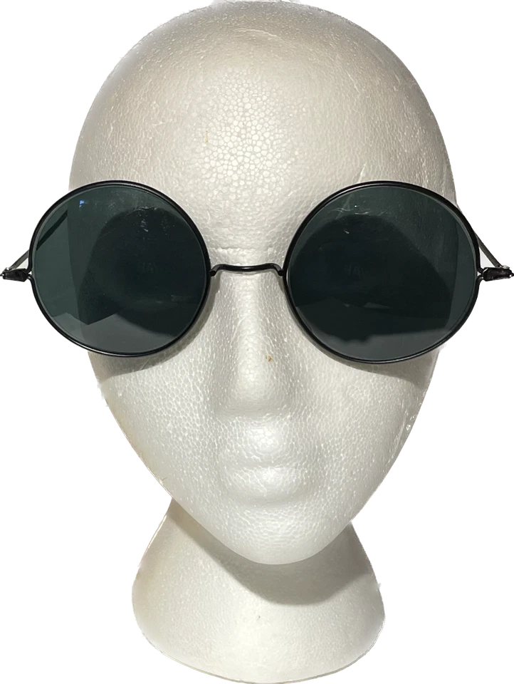 HIPPIE ROUND SUNGLASSES Big Eye Glasses Adult Costume Large Black Circle Shades - Image 2 of 4