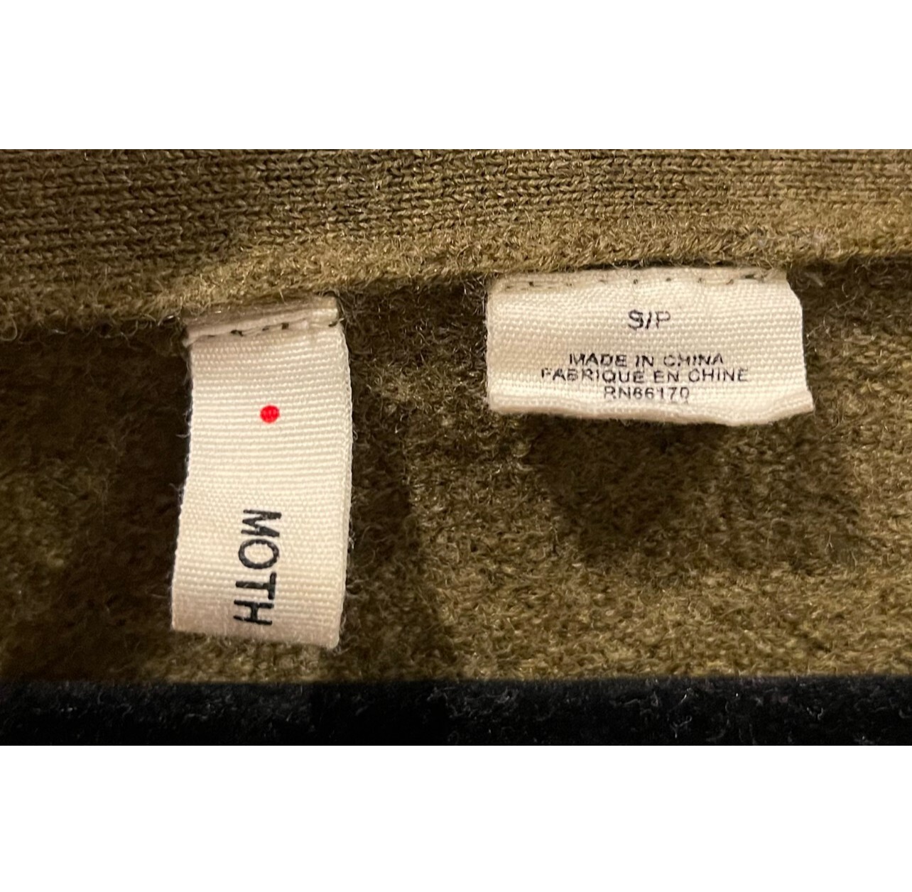 MOTH Olive Green Button Down V-Neck Cardigan Size… - image 2