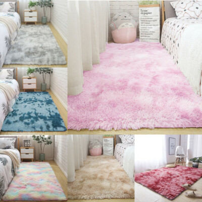 Fuzzy Shaggy Area Rugs Soft Anti-Skid Rug Tie-Dye Carpet Home Room Floor Mat