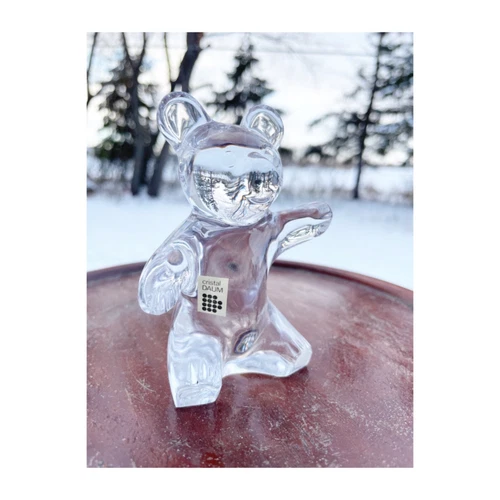 Daum France Crystal Figurine Teddy Bear 4" Signed Art Glass Paperweight Gift