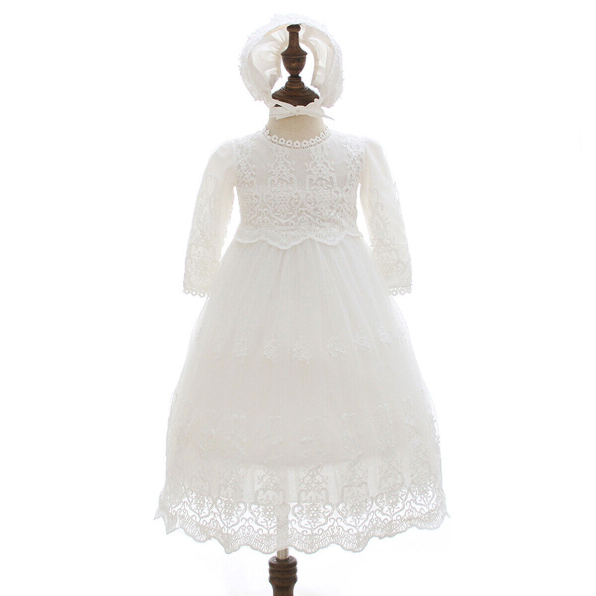 Baby Girls Christening Dress Embroidery Lace Baptism Gown Flower Girl NEW eBay