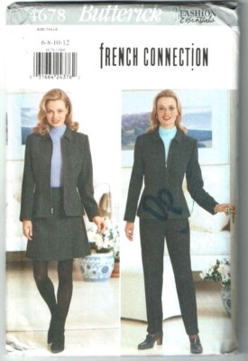 Butterick 4678 Sewing Pattern Misses Suit Jacket Skirt French Connection Sz 6-12