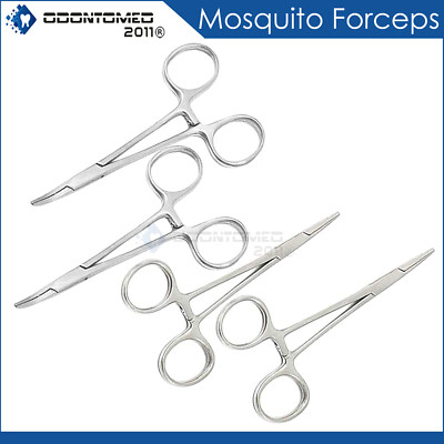 HEMOSTATS / LOCKING FORCEPS 3-1/2'' - 2 Curved,2 Straight - Stainless Steel NEW