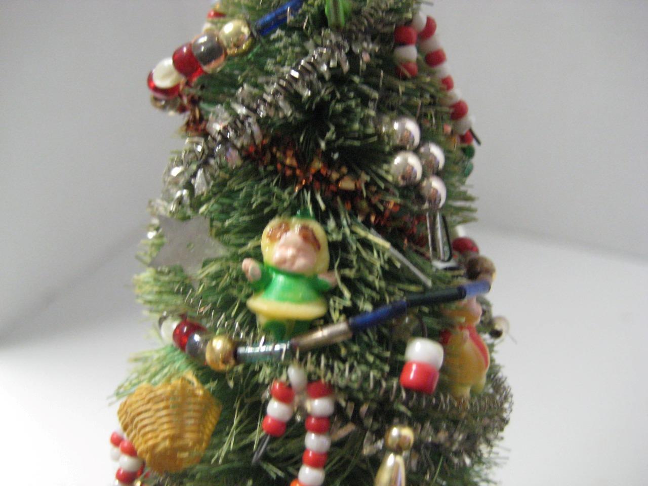 Vintage Christmas Decorated Bottle Brush Tree eBay