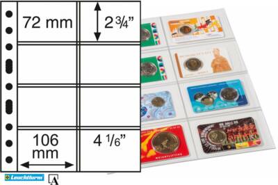 Leuchtturm Grande DIN A4 360753 Hüllen f. Coin Cards/Karten bis 72x106mm 5erPack
