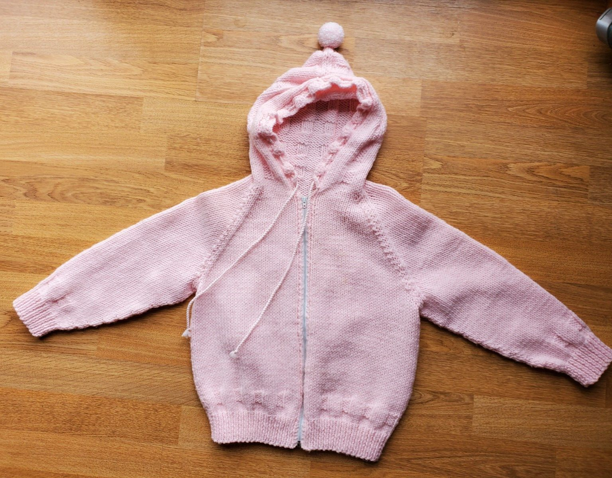 NEW Handmade Crocheted Toddler hooded sweater/jacket light pink
