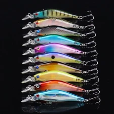 10pcs Larser Trolling Bait Fishing Lures Minnow Hooks Crankbait Bass Saltwater