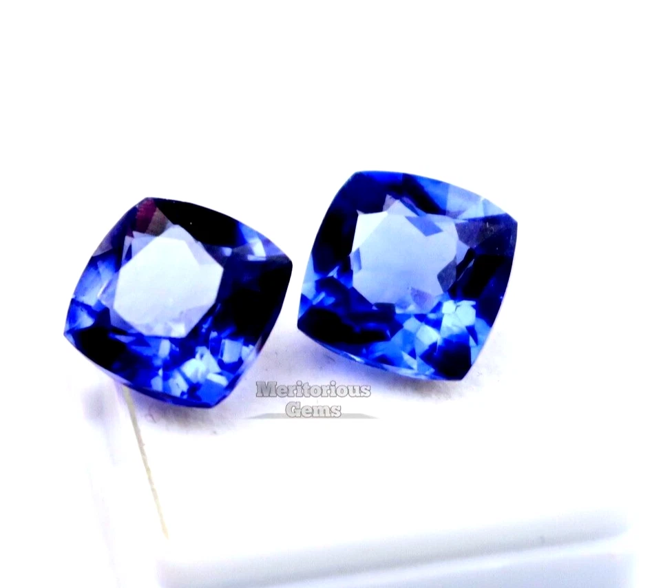 Natural Blue Sapphire 20 CT Pair AAA Cushion Cut Loose Gemstone