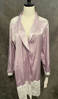 New Linea Donatella Short Lavender Lace Wrap Robe Size Is Small / Medium