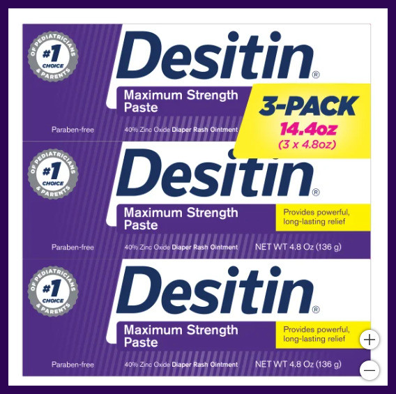 Desitin Maximum Strength Baby Diaper Rash Cream 40% Zinc Oxide 14.4oz (3 Tubes)