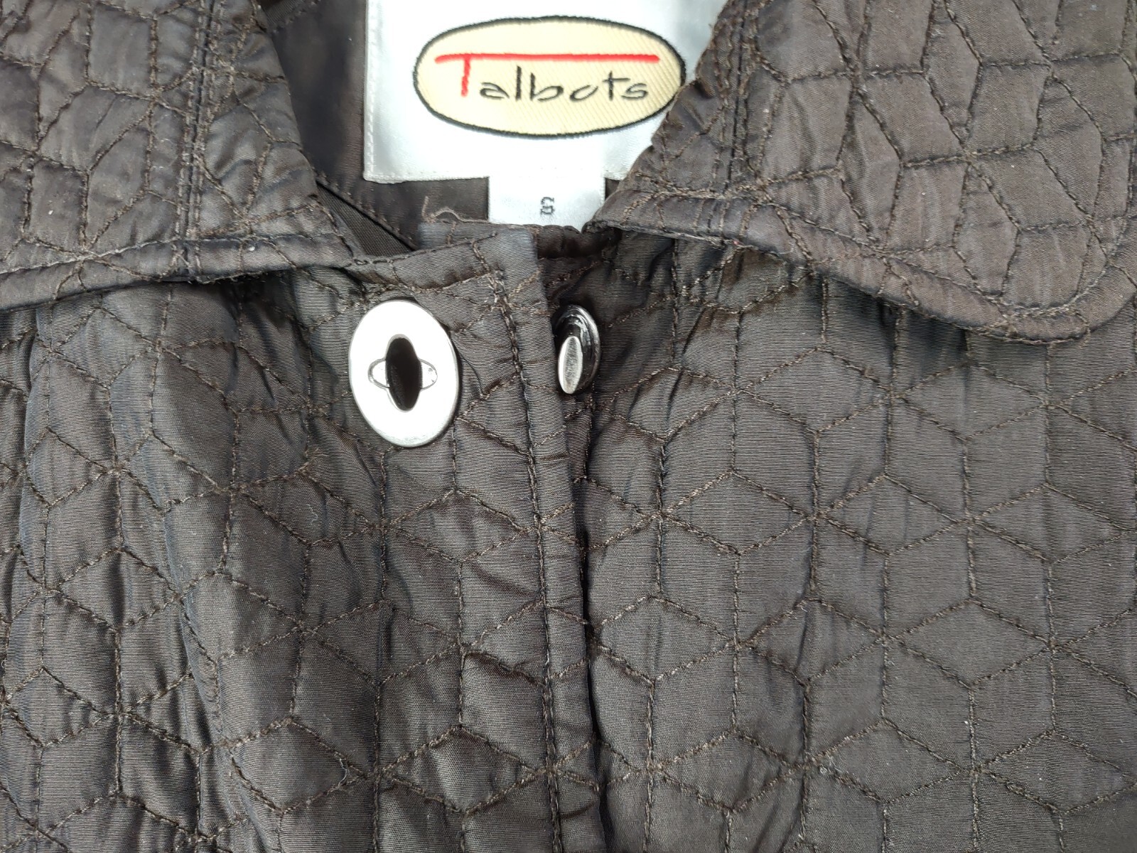 Talbots Jacket Womens Small Brown Quilted Turnbuckle Chore Barn Coat