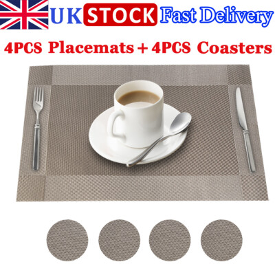 Coaster Mat Pvc Set Of 4 PVC Place Mats And Coasters Dining Table Placemats Non-Slip ...