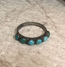 10. Vintage 925 Sterling Navajo Blue Green Turquoise Stone Ring 2g, 5.25sz