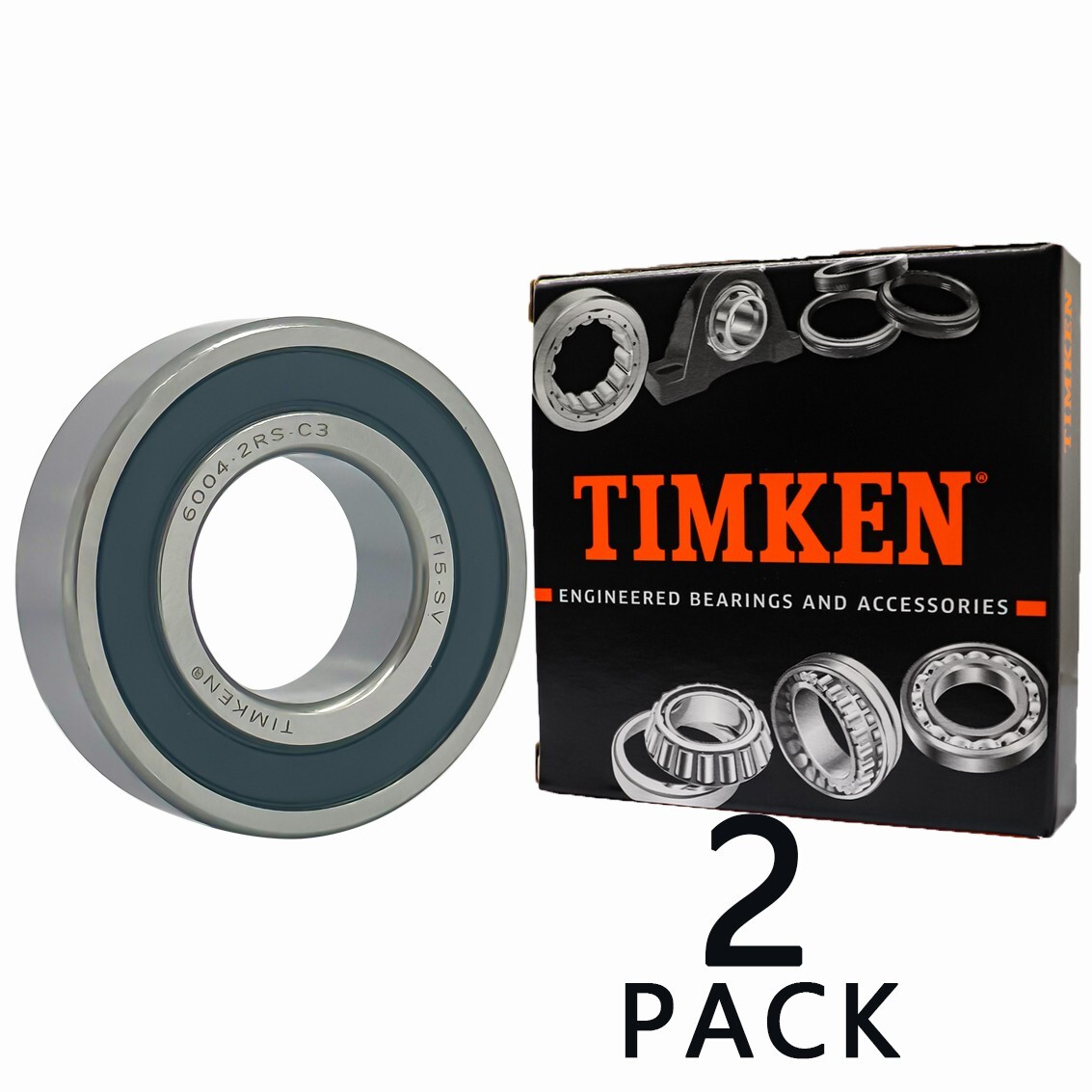2PACK TIMKEN 6004-2RS C3 Two Side Sealed Ball Bearings 20X42X12mm