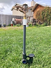 RAIN BIRD #29 LONGEST THROW 1/2" BRASS IMPACT SPRINKLER & PRO SUPER SPIKE 