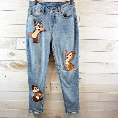 Disney Chip Dale Chipmunks Ankle Light Wash Blue Denim Jeans