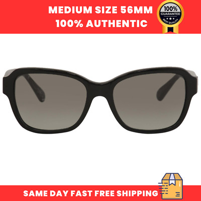 Coach Women's Sunglasses HC8232 551011 Black Rectangle Gray Gradient 56-17-140mm