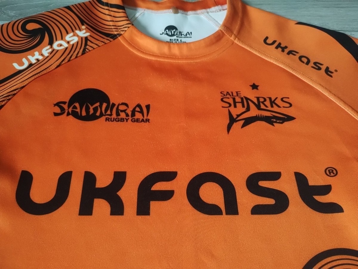 Promos 2017/18 Maillot de rugby Sharks UKFAST orange Taille S