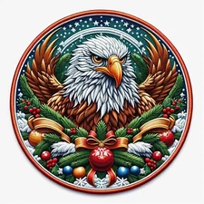 Christmas Eagle Patch Iron-on Applique Clothing, Wild Animals, Ornaments, Santa