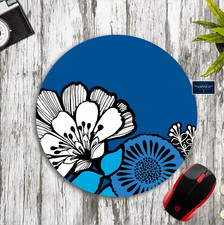 BIG SPRING FLOWERS BLUE ROUND PC MOUSE PAD DESK MAT HOME SCHOOL OFFICE GIFT