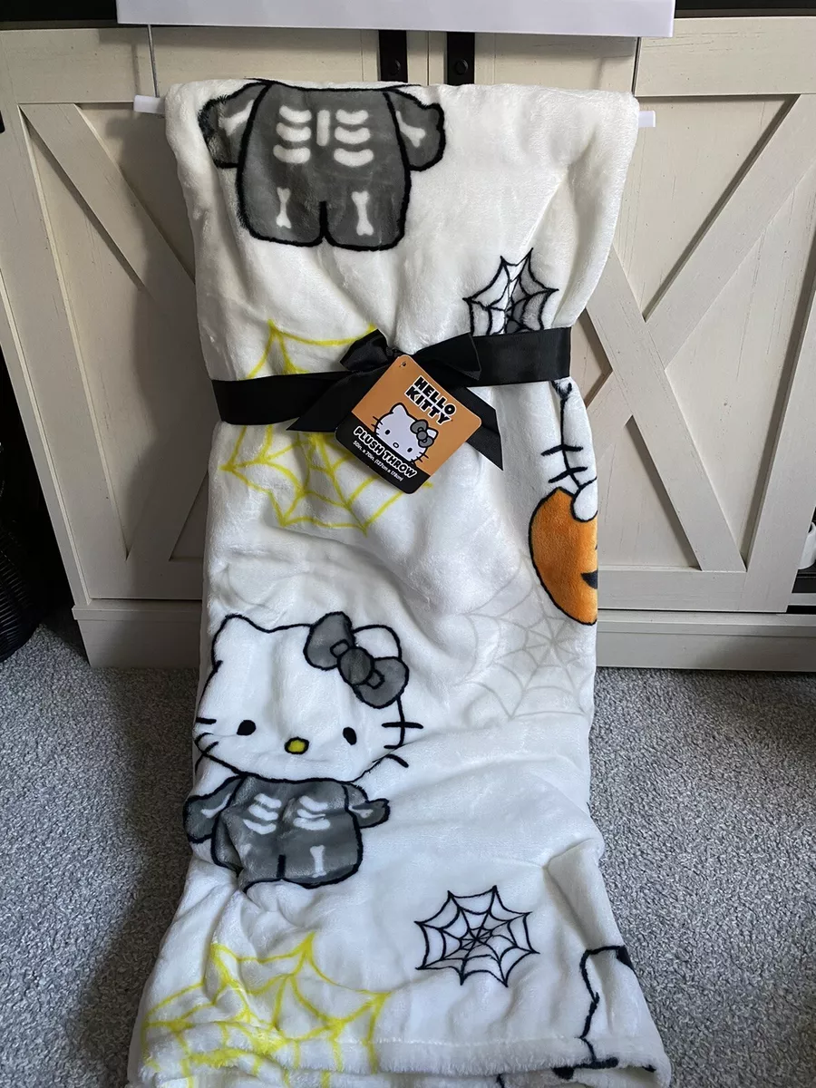 2023 New HELLO KITTY HALLOWEEN Skeleton Pumpkin Spider Web Plush Throw Blanket