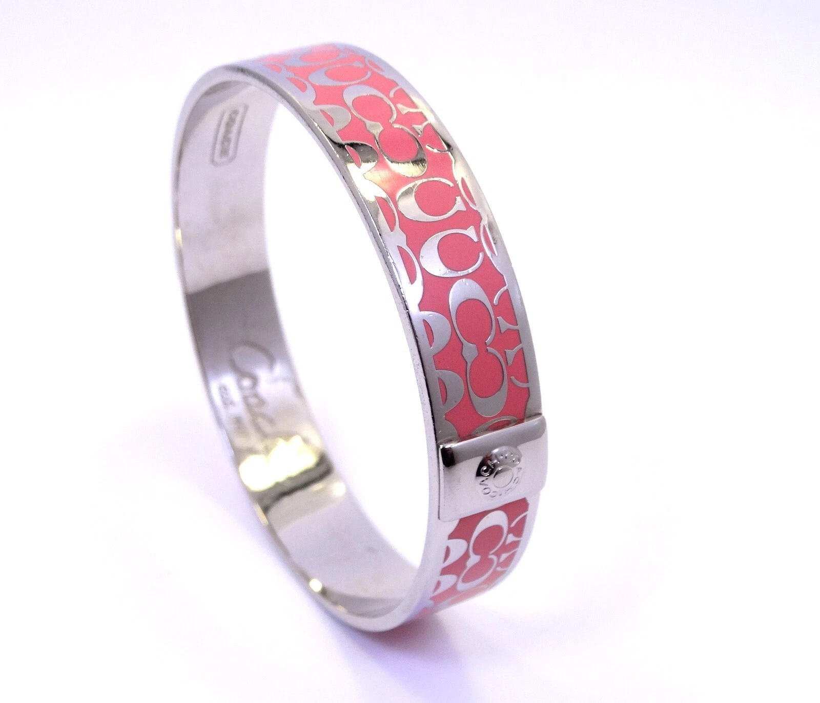 Bracciale in acciaio inox smaltato rosa LOGO COACH lettera C firmato