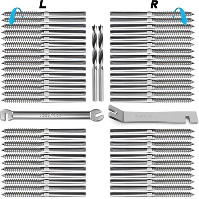60 Pack T316 Stainless Steel Left&Right Handed Thread Swage Lag Screws for Wo...