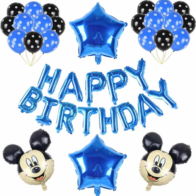 Globos decoraciones de fiesta de feliz cumpleaños Mickey Mouse suministros de fiesta Foto 2 de 4