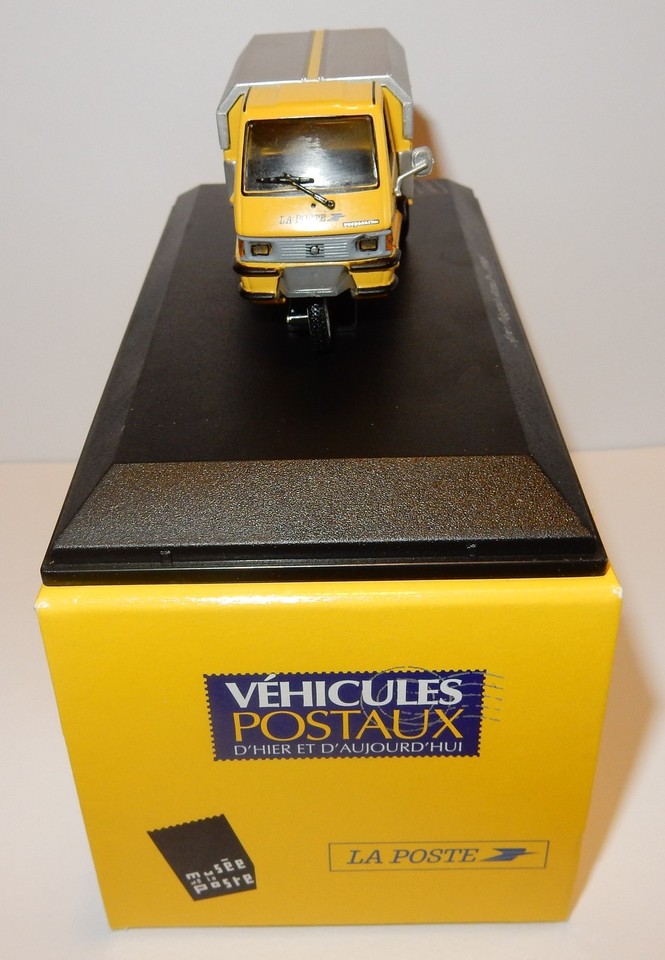 Scooter Piaggio Ape TM Triporteur PTT 1996 – Miniature 1/43, Métal, Jaune, Boîte D’origine