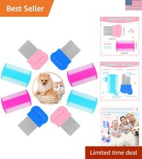 Professional Flea Lice Combs - Pink Blue - 3.5 x 2 Inch, 3.54 x 1.57 Inch